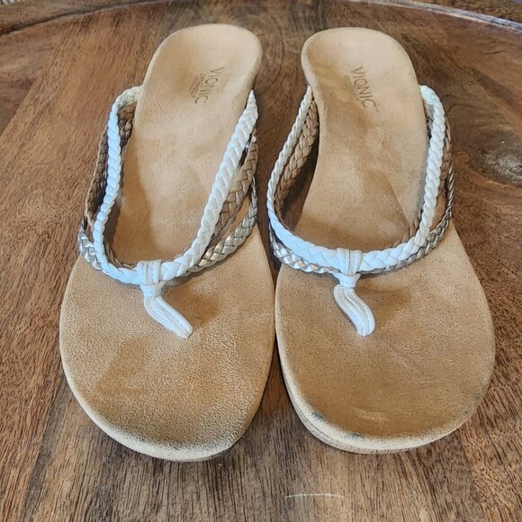 Vionic Natural Ramba Tri-Color Braided Wedge Sandals w/ Orthaheel Womens 11 - Picture 3 of 12